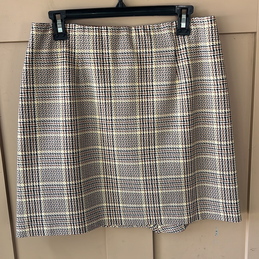 Cabi New no Tag Pastime Houndstooth Plaid Pull-on Skirt Stretch Academia Sz M - Picture 6 of 8